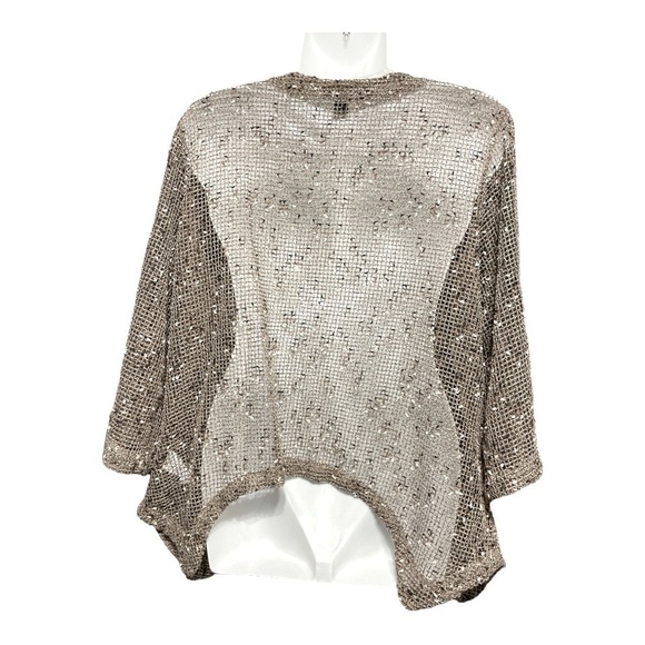 Nina Leonard Mocha Brown Coconut Button Knit Bolero Cardigan size XL - Picture 4 of 10